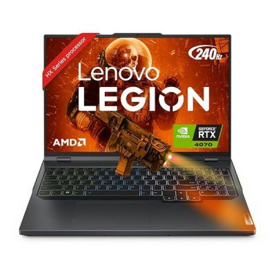LENOVO LEGION PRO5(82WM00B7IN) Laptop (AMD Ryzen™ 7 7745HX (8C / 16T, 3.6 / 5.1GHz, 8MB L2 / 32MB L3) / 16 GB DDR5 RAM / 1TB SSD/NVIDIA® GeForce RTX™ 4070 8GB GDDR6 /   16″ WQXGA (2560×1600)  Dolby® Vision™ / WINDOWS 11)
