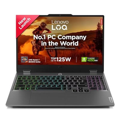 LENOVO LOQ(83DX0006IN)Laptop (AMD Ryzen 7 8845HS 8C / 16T / 3.8 / 5.1GHz, 8MB L2 / 16MB L3 / 1x 16GB SO-DIMM DDR5-5600 / 512GB SSD M.2 2242 PCIe® 4.0×4 NVMe® / NVIDIA® GeForce RTX™ 4050 6GB GDDR6 / WIN 11 / OFFICE H&S 2021)