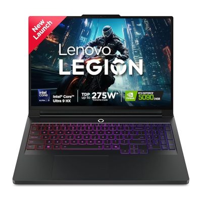 Lenovo Legion Pro 7 (D8IN) Gaming Laptop (Intel Core Ultra 9 275HX / NVIDIA RTX 5090 24GB / 64GB RAM / 1TB SSD / WQXGA OLED / 240Hz / 16 (40.6cm) / Windows 11 / Office 2024+AI Now)