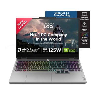 Lenovo LOQ 83JG008MIN Laptop (AMD Ryzen™ 7 250 / NVIDIA® GeForce RTX™ 5060 8GB GDDR7 / 1x 24GB SODIMM DDR5-5600 / 1TB SSD M.2 2242 PCIe® 4.0×4 NVMe / 15.6″ FHD (1920×1080) IPS 300nits Anti-glare / 144Hz / Luna Grey / Windows® 11 Home Single / Office Home 2024)