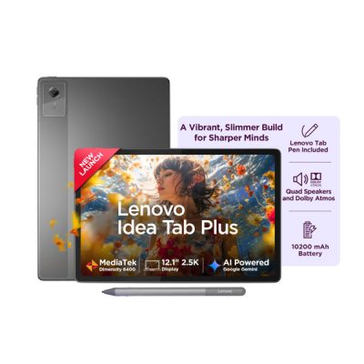 Lenovo Idea Tab Plus ZAGF0150IN Tablet (Octa Core – MediaTek Dimensity 6400 Processor / Connectivity WiFi+5G / 12GB RAM / 256GB / 12.1″ Screen Size)